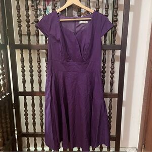 HANPCE’IRS Purple Retro Swing Rockabilly Formal Midi Dress